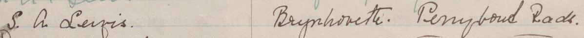 Image of S. A. Lewis's signature and address in the petition