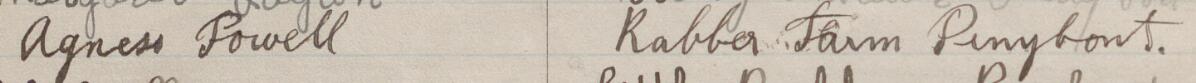 Image of Agness Powell's signature and address in the petition