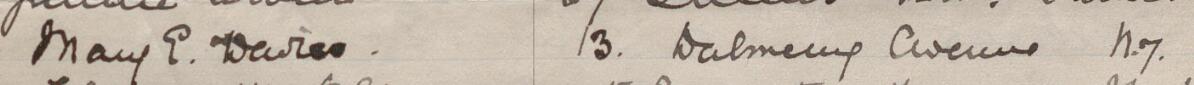 Image of Mary E Davies's signature and address in the petition