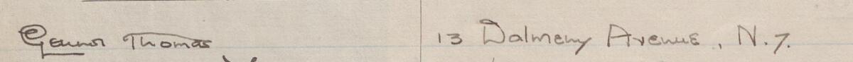 Image of Geunor Thomas's signature and address in the petition