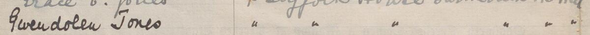 Image of Gwendolen Jones's signature and address in the petition