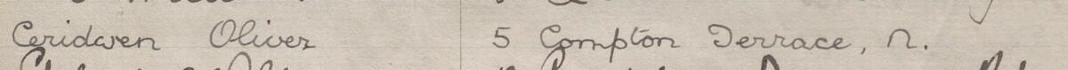 Image of Ceridwen Oliver's signature and address in the petition