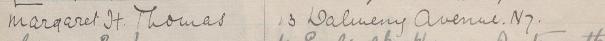 Image of Margaret H Thomas's signature and address in the petition