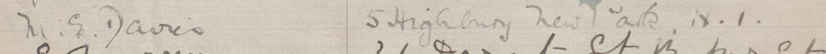 Image of M E Davies's signature and address in the petition