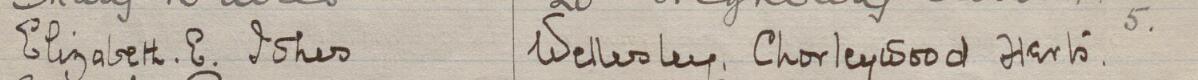 Image of Elizabeth E Jones's signature and address in the petition