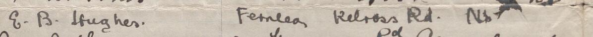 Image of E B Hughes's signature and address in the petition