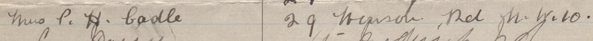 Image of Mrs P H Cadle's signature and address in the petition