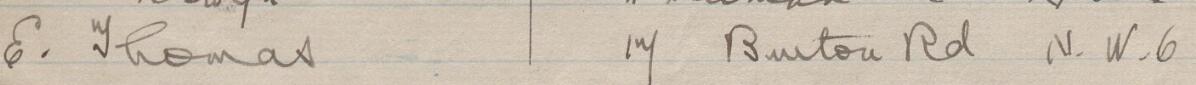Image of E Thomas's signature and address in the petition
