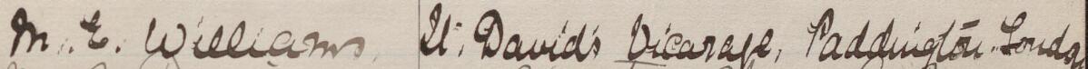 Image of M E Williams's signature and address in the petition