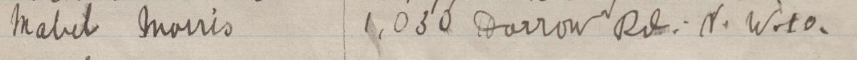 Image of Mabel Morris's signature and address in the petition