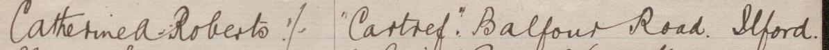 Image of Catherine A Roberts's signature and address in the petition