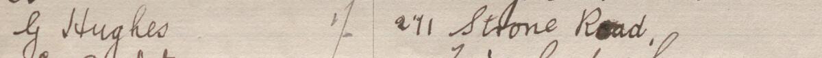 Image of G Hughes's signature and address in the petition