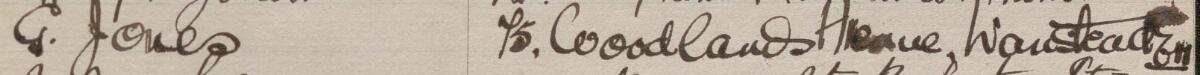 Image of G Jones's signature and address in the petition