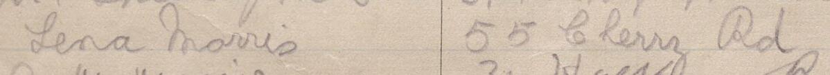 Image of Lena Morris's signature and address in the petition