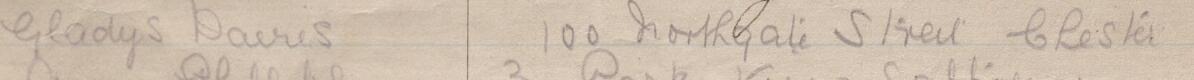 Image of Gladys Davies's signature and address in the petition