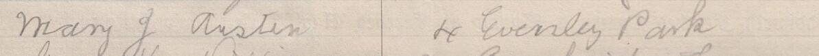 Image of Mary J Austen's signature and address in the petition