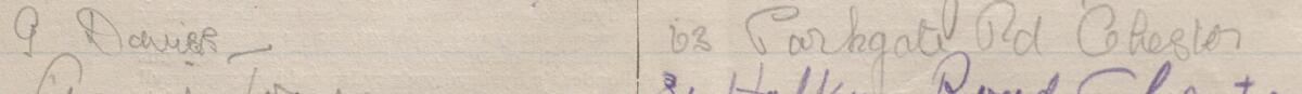Image of G Davies's signature and address in the petition