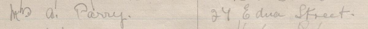 Image of Mrs A Parry's signature and address in the petition