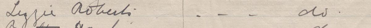 Image of Lizzie Roberts's signature and address in the petition