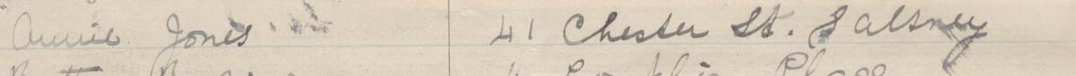 Image of Annie Jones's signature and address in the petition