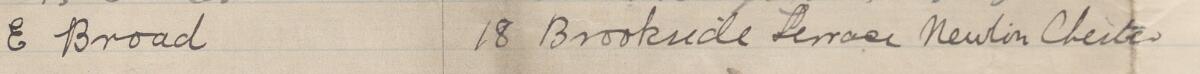 Image of E Broad's signature and address in the petition