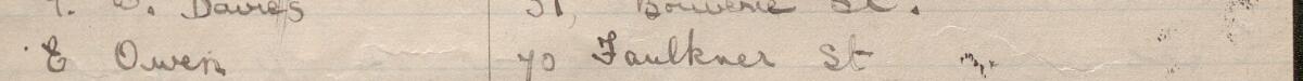 Image of E Owen's signature and address in the petition