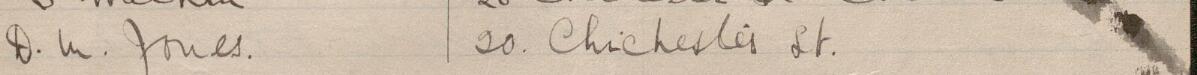 Image of D M Jones's signature and address in the petition