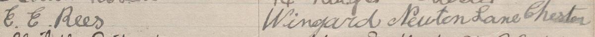 Image of E E Rees's signature and address in the petition