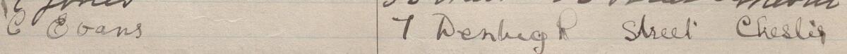 Image of C Evans's signature and address in the petition