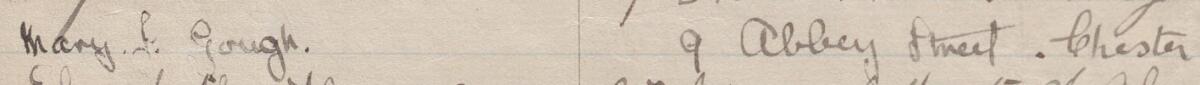 Image of Mary J Gough's signature and address in the petition