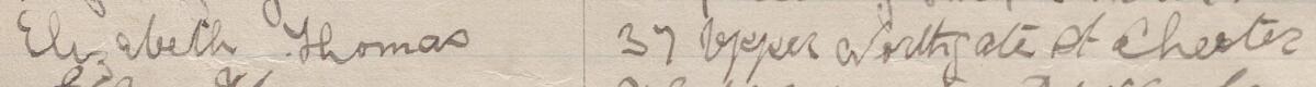 Image of Elizabeth Thomas's signature and address in the petition