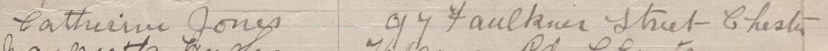 Image of Catherine Jones's signature and address in the petition