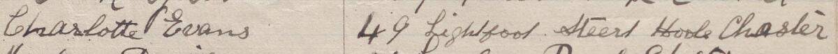 Image of Charlotte Evans's signature and address in the petition