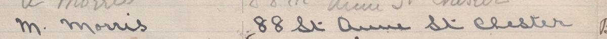 Image of M Morris's signature and address in the petition