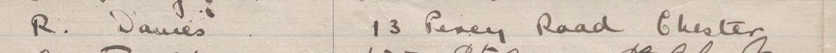 Image of R. Davies's signature and address in the petition