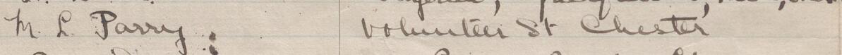 Image of M L Parry's signature and address in the petition