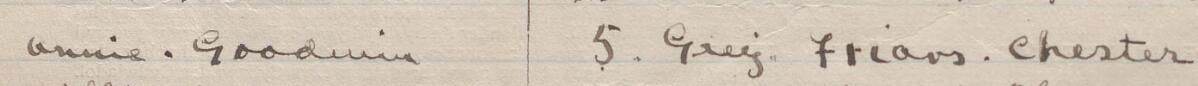 Image of Annie Goodwin's signature and address in the petition
