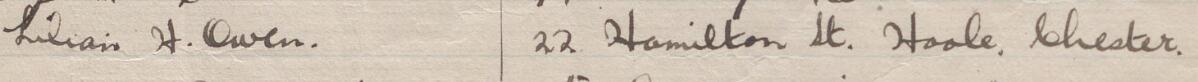 Image of Lilian H Owen's signature and address in the petition