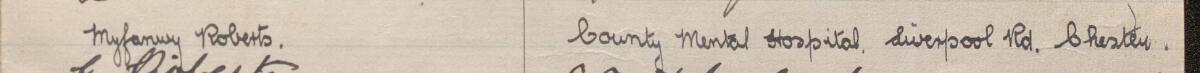 Image of Myfanwy Roberts's signature and address in the petition