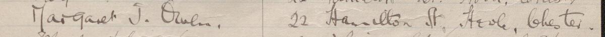 Image of Margaret J Owen's signature and address in the petition