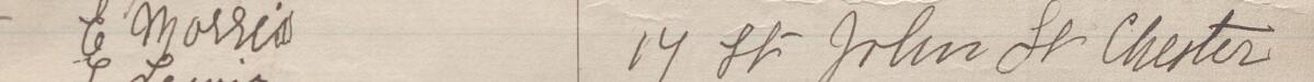 Image of E Morris's signature and address in the petition