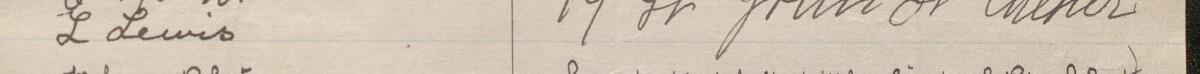 Image of L Lewis's signature and address in the petition