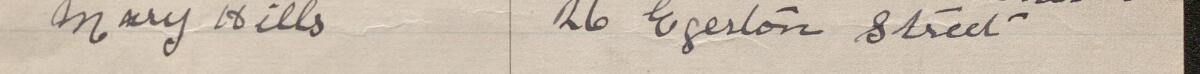 Image of Mary Hills's signature and address in the petition