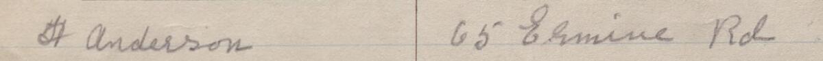 Image of H Anderson's signature and address in the petition