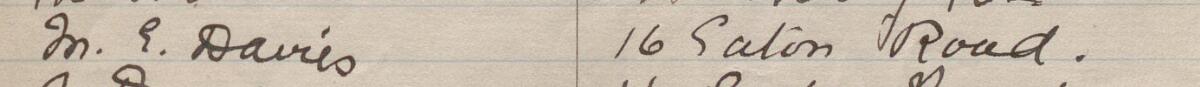 Image of M E Davies's signature and address in the petition