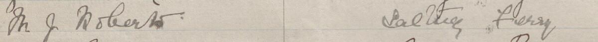 Image of M J Roberts's signature and address in the petition