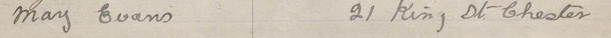Image of May Evans's signature and address in the petition