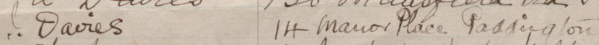 Image of C Davies's signature and address in the petition