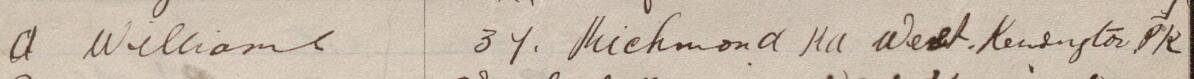 Image of A Williams's signature and address in the petition