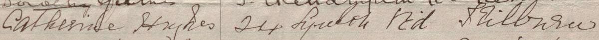Image of Catherine Hughes's signature and address in the petition